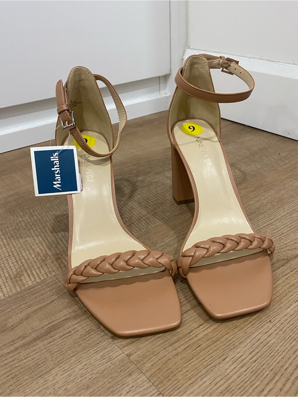 Nine West Braided Ankle‑Strap Block Heel Sandals Size 9